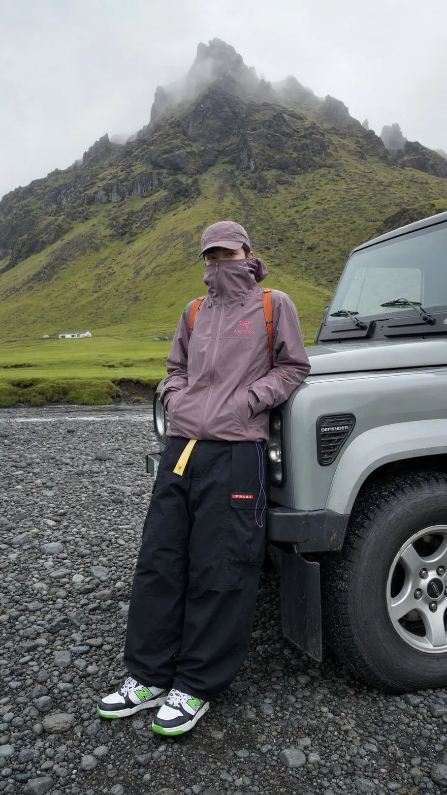 Defender in the Highlands: Leaning on a Land Rover Defender on an Icelandic riverbed
